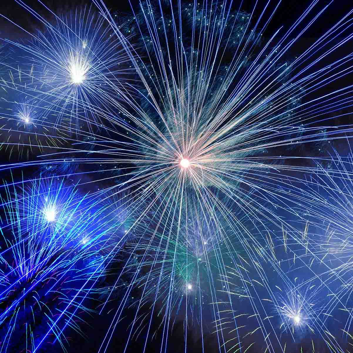 fireworks 2020 during new year japan